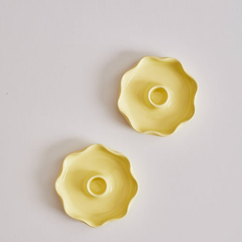 Scallop Candle Holder Yellow