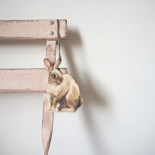 Cotton-tail Wooden Bunny Tag