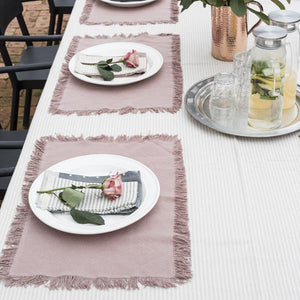Manor Stripe Tablecloth Mushroom Pink