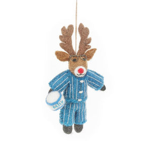 Rudolph In His Christams Pyjamas Felt Hanging Decoration