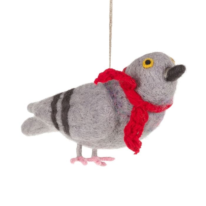 Pigeon with a Scarf Fair trade Hanging Bird Decoration