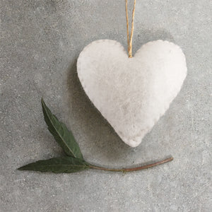 Large Felt hanging heart-White