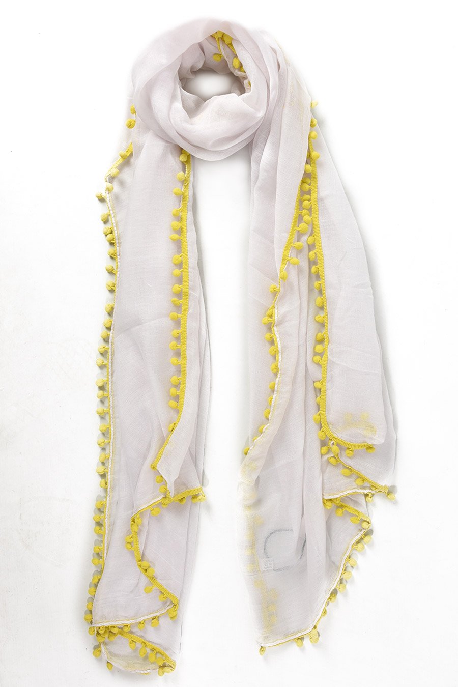 Yellow Pom Pom Scarf