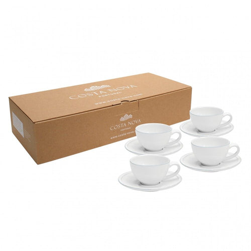 Friso White 4 Coffee Cups/saucers