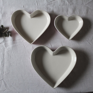 Heart Shaped Plate Set of 3- Latte