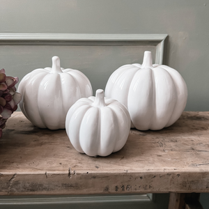 Medium Ceramic White Pumpkin