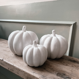 Medium Ceramic White Pumpkin