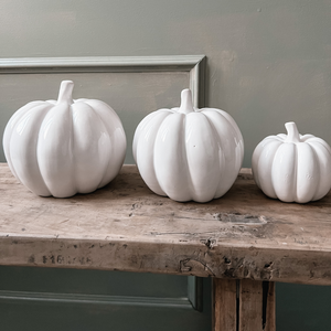 Medium Ceramic White Pumpkin