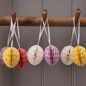 White Hanging Paper Easter Eggs (Set of 4)