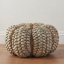 Grey Straw Pumpkin with Wooden Detailing