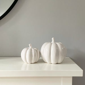 Medium Ceramic White Pumpkin