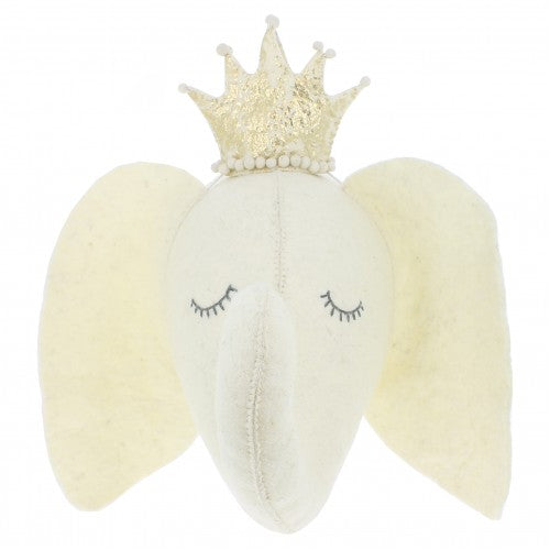 Cream Sleepy Elephant with Crown