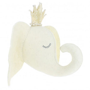 Cream Sleepy Elephant with Crown