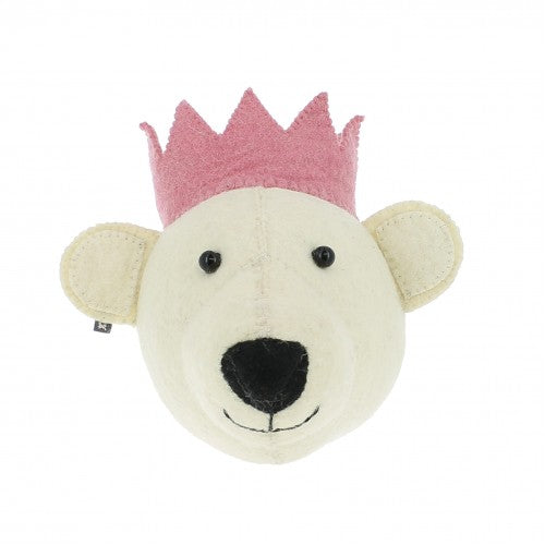 Bear Head White with Pink Crown