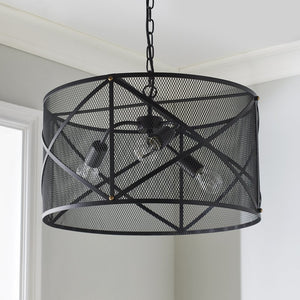 Industrial Mesh Cage Black Ceiling Pendant