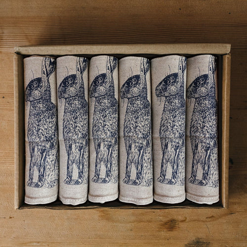 Linen Hare Napkin Gift Set