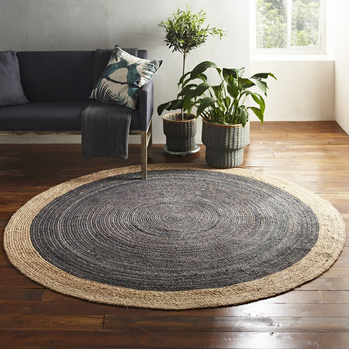 Milano Soft Jute Rug with Light Grey Centre