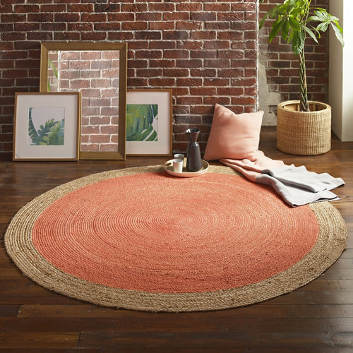 Milano Soft Jute Rug with Blood Orange Centre