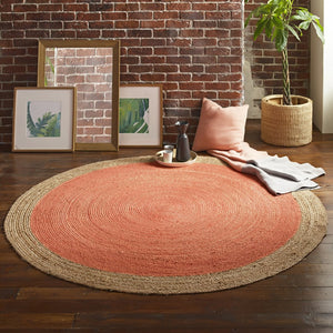 Milano Soft Jute Rug with Blood Orange Centre