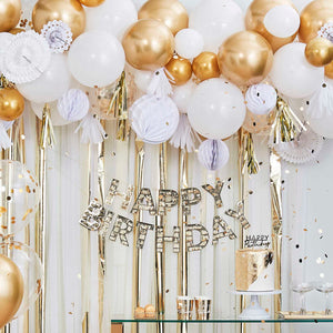 Gold Metallic Party Streamers Backdrop