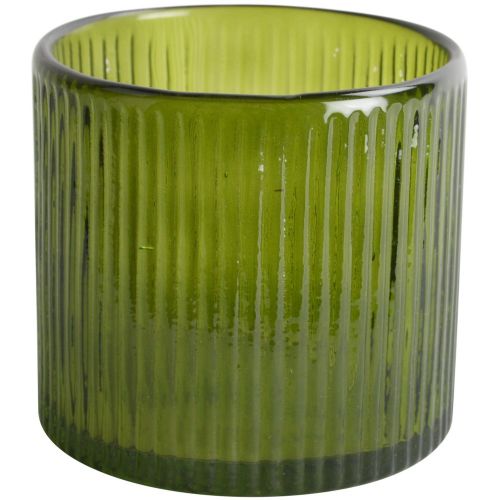 Ribbed Hurricane Glass Vintage Green - Seconds