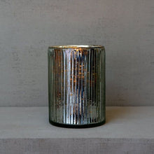 Ribbed Hurricane Glass Vintage Silver - Seconds