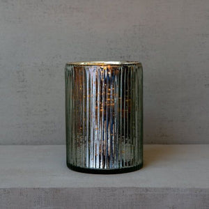 Ribbed Hurricane Glass Vintage Silver - Seconds