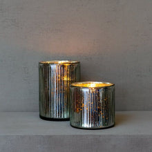 Ribbed Hurricane Glass Vintage Silver - Seconds