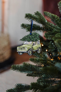 Car Sustainable Wooden Watercolour Christmas Ornament