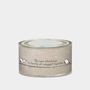 Christmas Family All Wrapped Up Robin Candle