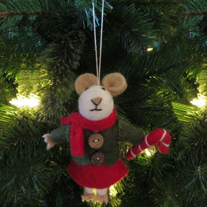 Handmade Felt Jean Christmas Mouse Tree Hanging Decoration