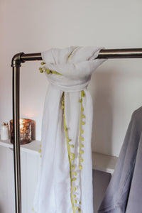 Yellow Pom Pom Scarf