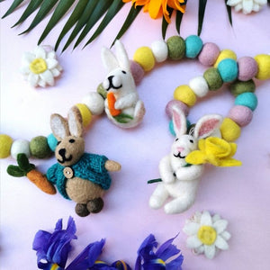 Handmade Felt Rabbit in Cardigan Easter Hanging Decoration