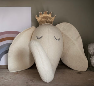 Cream Sleepy Elephant with Crown