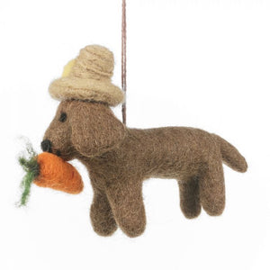 Handmade Felt Hazel the Dog Hanging Easter Decoration Easter