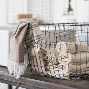 WIRE STORAGE BASKET WITH OPEN HANDLE