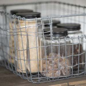 WIRE STORAGE BASKET WITH OPEN HANDLE